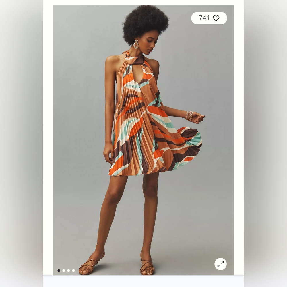 Hutch Anthropologie Pleated Swing Mini Dress